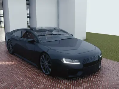 BLENDER EEVEE Brandless Mid Size 2 door coupe Low-poly 3D model