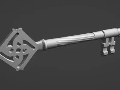 Medieval Ornate Key 3D Model  Game Asset Free low-poly 3D model