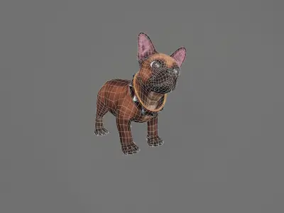 French Dog Low-poly 3D model