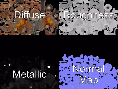 Steampunk Industrial Boiler Model Pack Low-poly 3D model