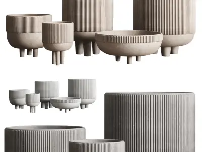 Vase Concrete Indoor Outdoor Set 03 3D model