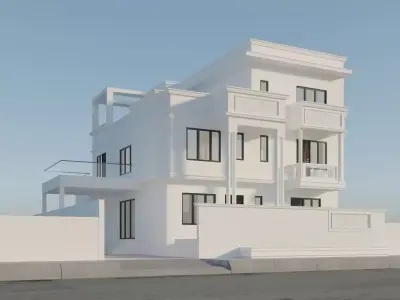 exterior house with balconies Free 3D model