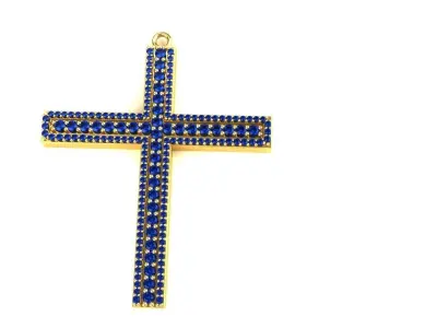 Diamond Cross Pendant Gold Silver Platinum Luxury Jewelry 3D print model