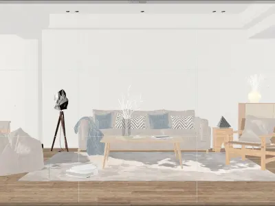 Living Room Interior Scene for Cinema 4D and Redshift Render  3D model