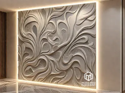 modern panel wall decor set wall relief mural CNC 125 3D model