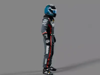 Formula Racing Car Driver CGI 3D Model for Games and Animation Low-poly 3D model