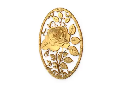Classic oval carved decor ornament 07 3D model