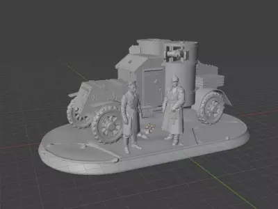 WWI Russian Armoured Car Diorama STL  Austin  3D print model