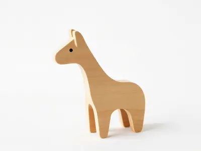 Wooden Giraffe Toy D Model Pack Low-poly 3D model