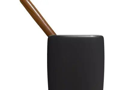 Modern Black Holder with Wood Stick Low-poly 3D model