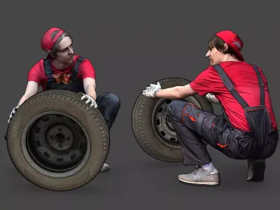 Stylized Car Mechanic Character 3D model