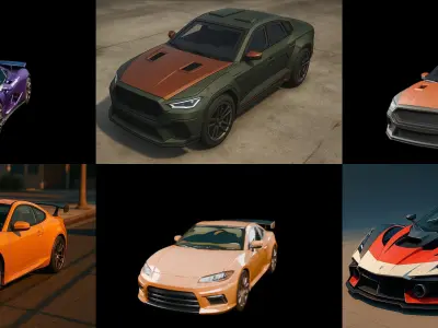 Sport Car bundle 13 pack 100 glb 3D model
