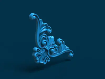 Wood carving decoration Low-poly 3D model
