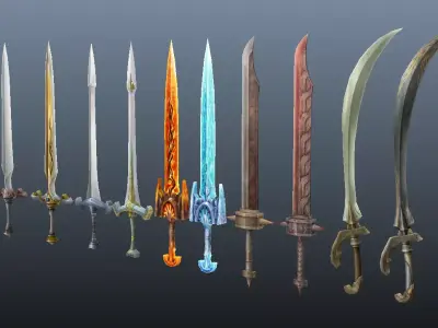 Medieval Modular Swords pack Low-poly 3D model Low-poly 3D model