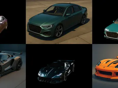 Sport Car bundle 15 pack 100 glb 3D model