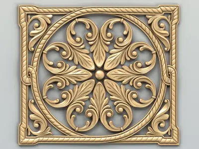 Carved decor central 018 3D model