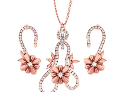 Pendant Earrings combo - 1102 3D print model