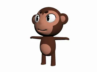 Cartoon Monkey Character Low-poly 3D model