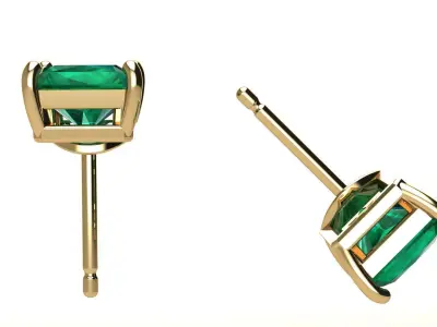 Solitaire Octagonal 8x6 mm Earring 3D print model