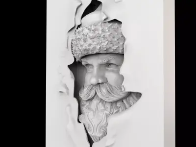 High Detail Santa Claus Father Frost Relief Wall Art 3D print model