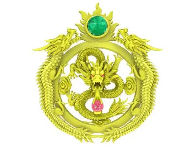 6176 Luxury Fengshui Dragon Pendant  3D print model