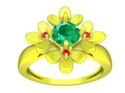 Luxury Multi Petal Floral Gemstone Ring 3D Model 4359 3D print model
