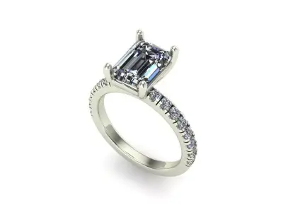 emerald cut engagement ring 3D print model