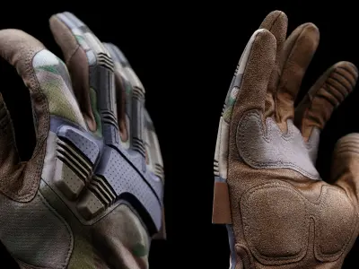 Tactical Gloves 001 Low-poly 3D model