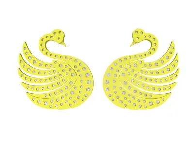 A7512 Luxury Diamond Swan Stud Earrings 3D Print 3D print model