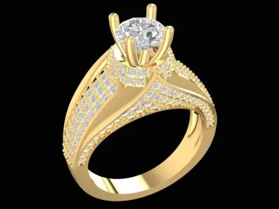 Luxury Halo Diamond Engagement Ring for Women  2693 3D print model