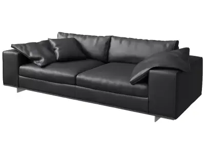 Modern Black Leather Sofa 3D Model  3D model