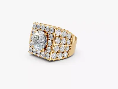 N R014  Elegance men diamond ring  3D print model