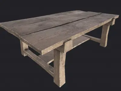 Wooden Table 3 PBR Low-poly 3D model