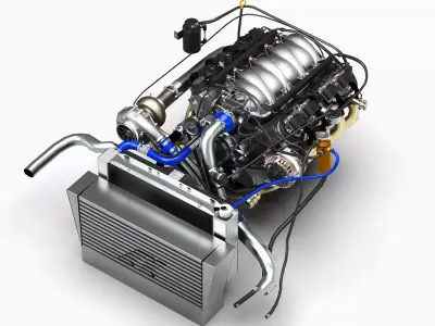 Chevy LS V8 Turbocharged Low-poly 3D model