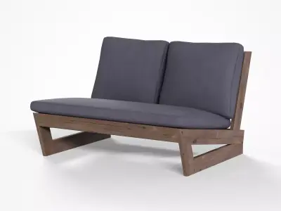 Love Seat with cushions grey Low-poly 3D model