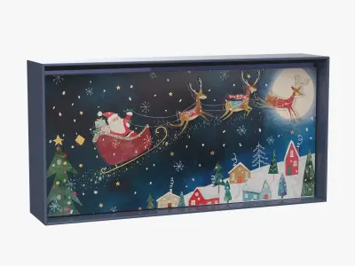 Christmas Boxed Card Set Santa Reindeer In Night Sky 3D model