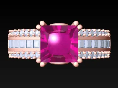 Square Stone Rings - Womens Rings - N152053 3D print model