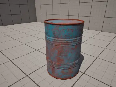 Metal painted old oil and fuel barrels collection 3D model 3D model