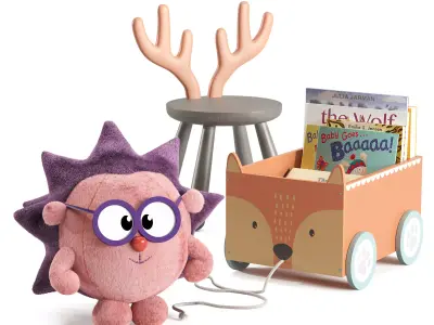 Set of toys and decoration for children room 3D model