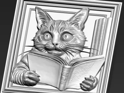 Cat Reading A36 3D print model