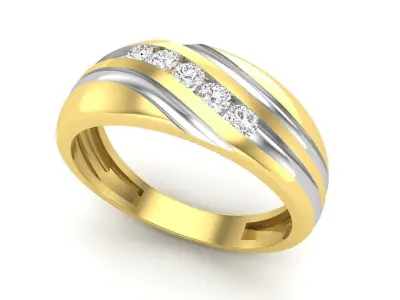 AV 510 Diamond Mens Fashion 5 Stone Wedding Band 3D print model