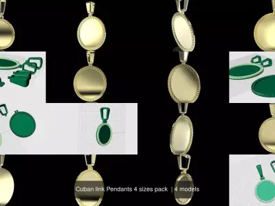 Cuban link Pendants 4 sizes pack 