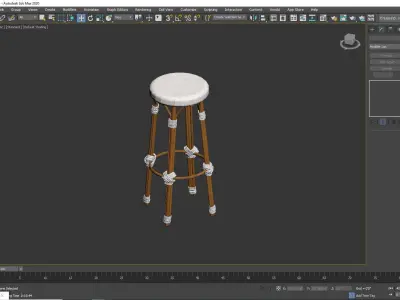 Embroidered Hand Made Stool Low-poly 3D model