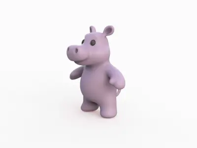 Little animal baby - Hippo cute - Animated  Low-poly 3D model