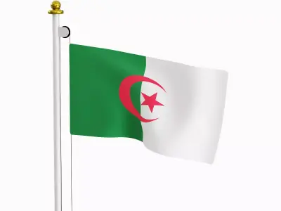 Flag of the Algeria Low-poly 3D model