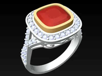 Square Stone Rings - Womens Rings - N315938 3D print model