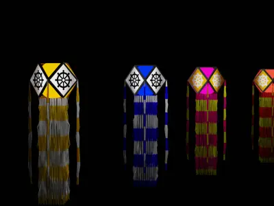 Vesak Lantern Kudu 3D Model Traditional  Festival Light Free low-poly 3D model