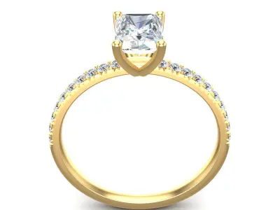 Radiant Cut Diamond Ring 3D print model