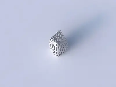 Vase double arc rectangle with smooth organic lattice 3D print model