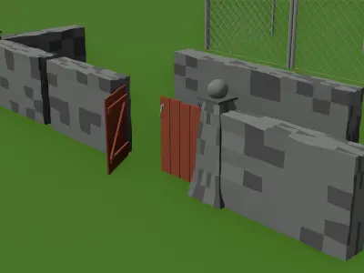 Fences and Walls Free low-poly 3D model